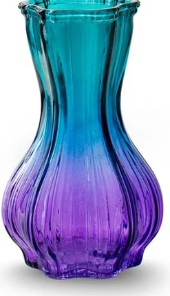 Jodeco vaas Melchior blauw / paars D 9 H 15 cm