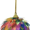 Kerstbal blad pailletten multi D 6 cm