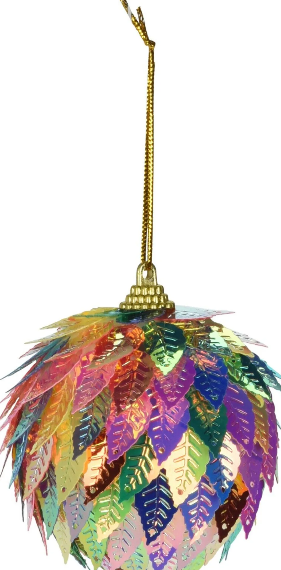 Kerstbal blad pailletten multi D 6 cm