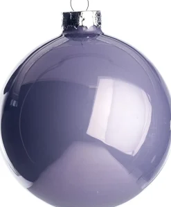 Kerstbal glas kristal lila D 8 cm 6 stuks