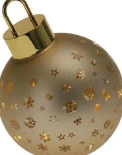 Kerstbal goud sterren met verlichting D 15 cm