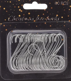 Kerstbalhaakjes zilver 40 stuks