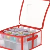 Kerstballen opbergbox voor 32 kerstballen transparant / rood 33 x 33 x 17 cm