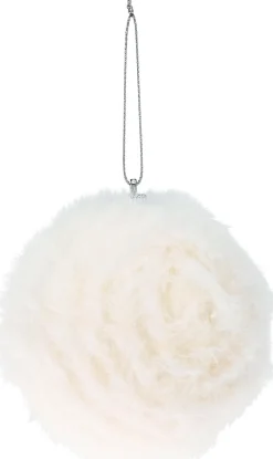 Kerstbal wit kunstbont D 10 cm