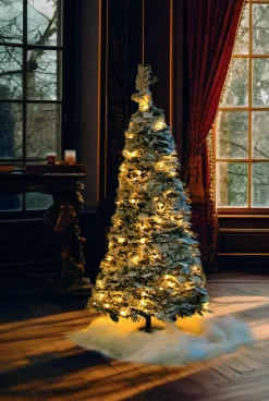 Kerstboom Pop-Up groen besneeuwd met 250 lampjes warm wit D 75 H 180 cm