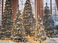 Kerstboom Pop-Up groen besneeuwd met 100 lampjes warm wit D 30 H 90 cm