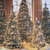 Kerstboom Pop-Up groen besneeuwd met 200 lampjes warm wit D 50 H 150 cm