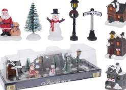 Kerstdorpminiatuur dorp set 34 x 13 x 10,5 cm 10-delig