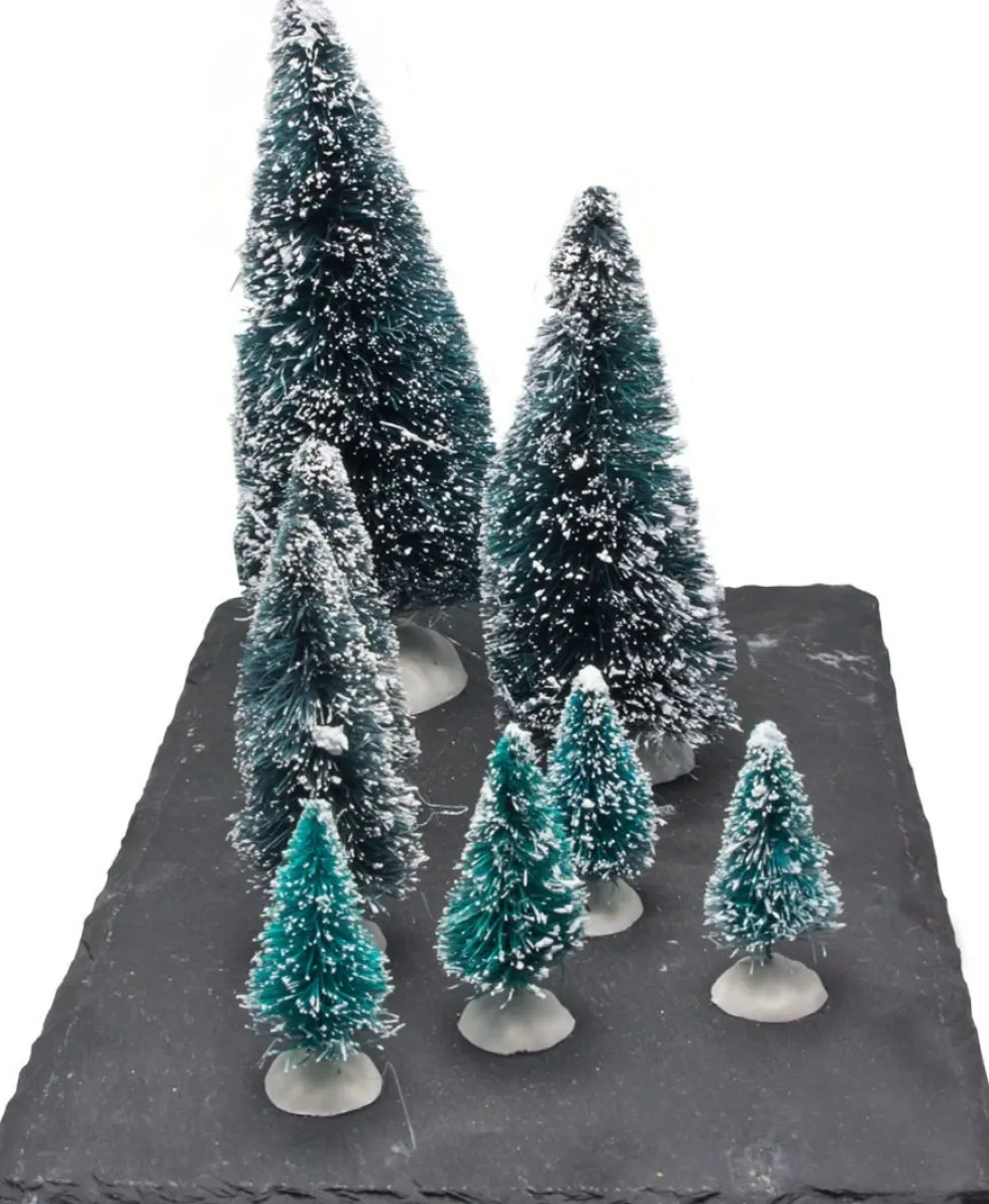 Kerstdorpminiatuur kerstbomen set 8-delig