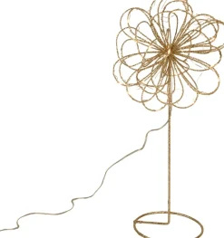 Kerstfiguur bloem goud met verlichting 18 x 35 cm