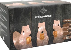 Kerstfiguur Chip eekhoorn wit met verlichting 14,5 x 20 x 12 cm 3 stuks
