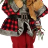 Kerstfiguur dansende rendier rood / bruin 40 x 25 x 95 cm