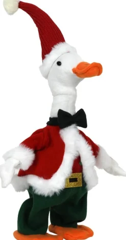 Kerstfiguur eend wit / rood 27 x 12 x 30 cm