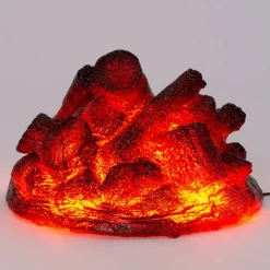 Kerstfiguur kampvuur voor buiten met rood licht D 28 H 17 cm