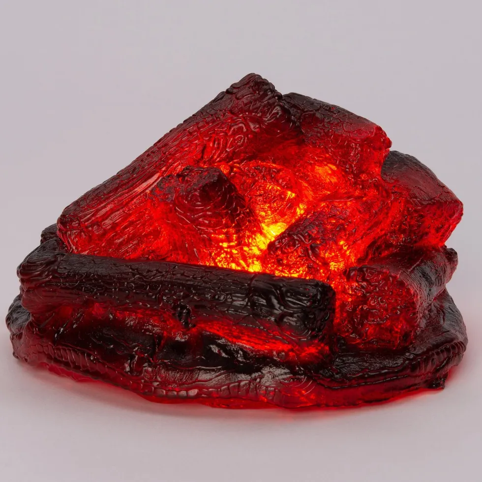 Kerstfiguur kampvuur voor buiten met rood licht D 20 H 12 cm