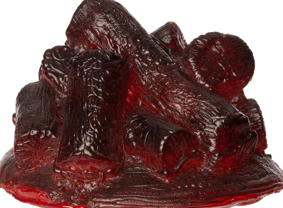 Kerstfiguur kampvuur voor buiten met rood licht D 14 H 10 cm