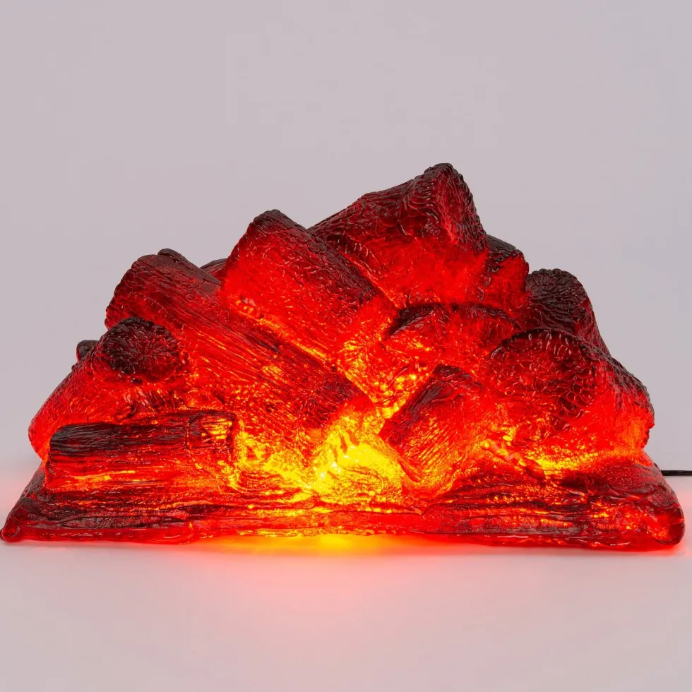 Kerstfiguur kampvuur voor buiten met rood licht 29 x 18 x 14 cm