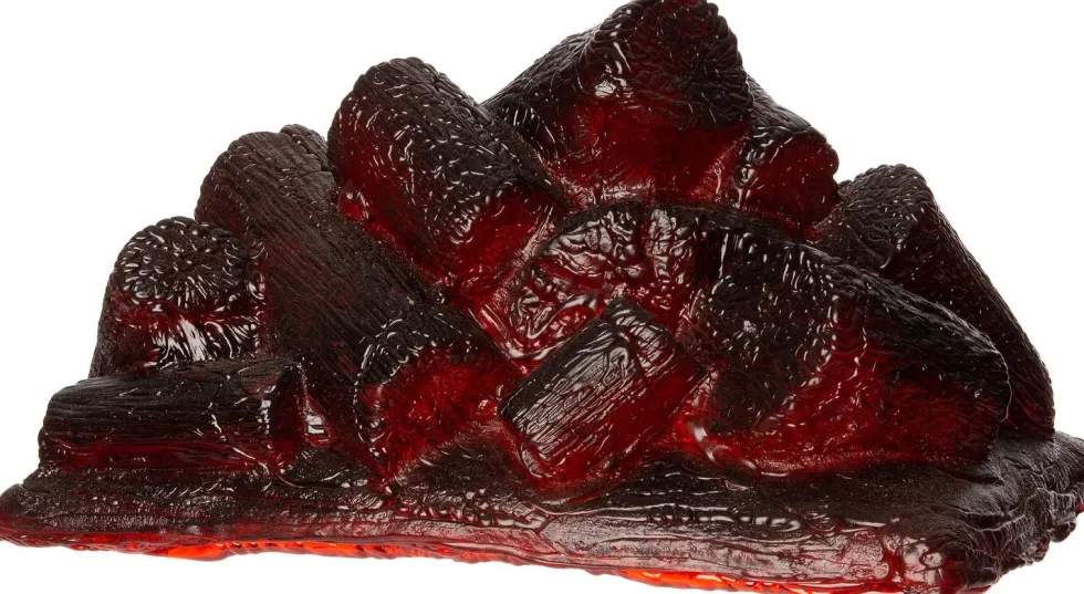 Kerstfiguur kampvuur voor buiten met rood licht 29 x 18 x 14 cm