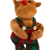 Kerstfiguur rendier bewegend bruin 13 x 11 x 35 cm