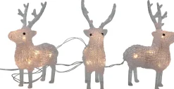 Kerstfiguur rendieren met 12 LED lampjes warm wit H 17 cm