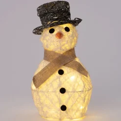 Kerstfiguur sneeuwpop met 20 LED lampjes warm wit 17 x 22 x 40 cm