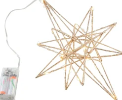 Kerstfiguur ster goud met 25 LED lampjes warm wit D 25 cm