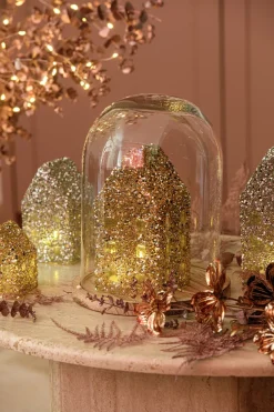Kerstfiguur Strass Huis goud 10,5 x 10,5 x 20 cm