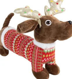 Kerstfiguur teckel bruin / rood 32 x 22 x 25 cm