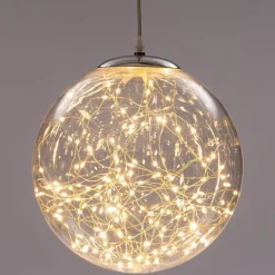Kersthanger bol helder met 80 LED lampjes warm wit D 18 cm