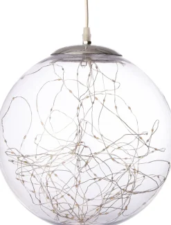 Kersthanger bol helder met 80 LED lampjes warm wit D 18 cm
