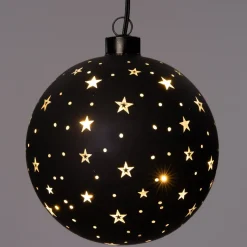 Kersthanger bol sterren met LED verlichting warm wit D 12 cm
