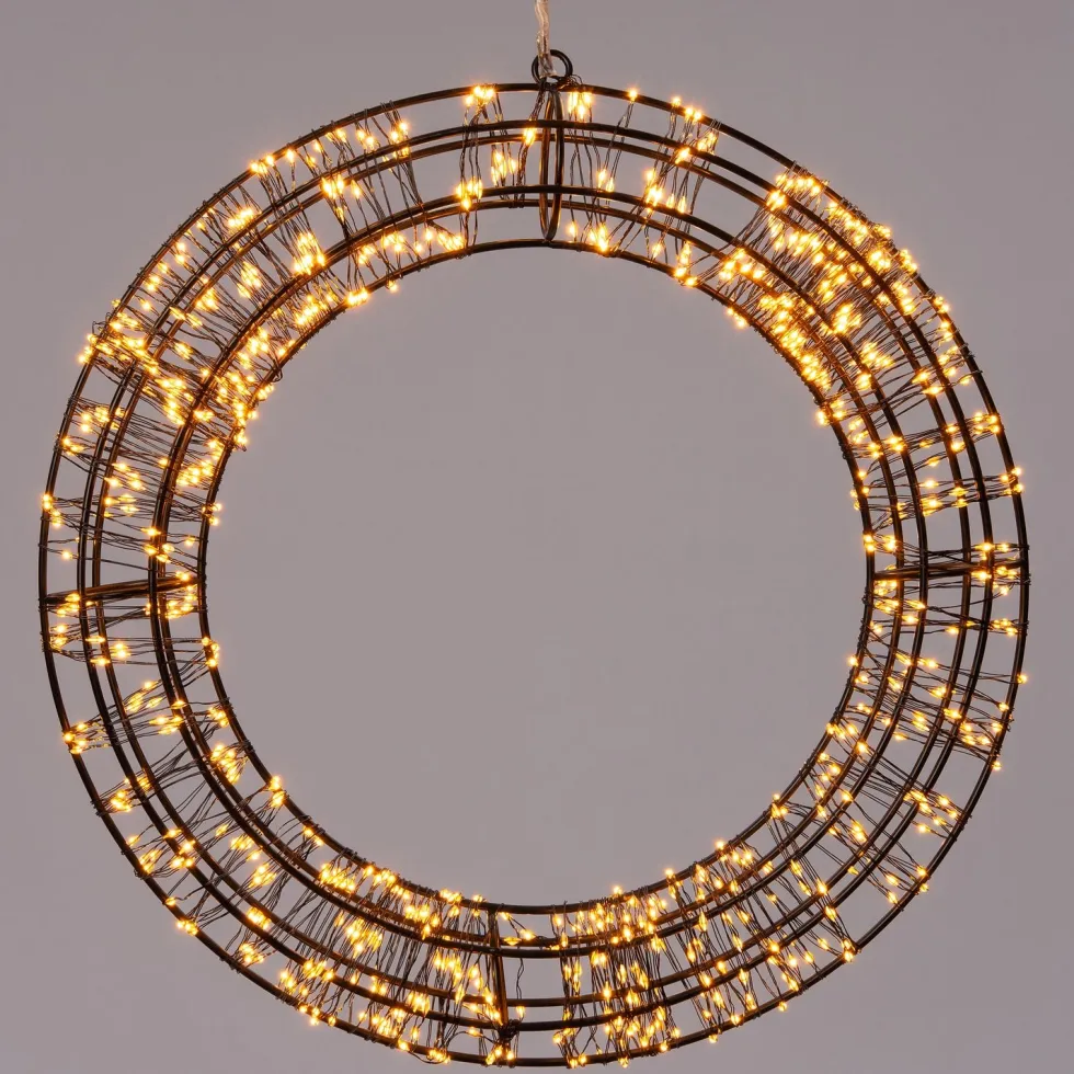 Kersthanger krans zwart met 800 LED lampjes warm wit D 36 cm