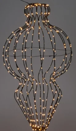 Kersthanger lantaarn zwart met verlichting 41 x 6 x 76 cm