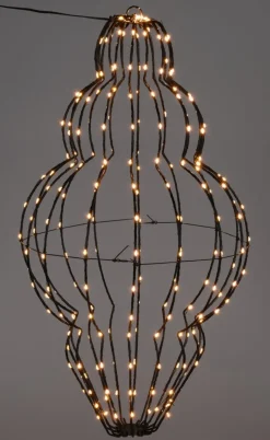 Kersthanger lantaarn zwart met verlichting 40 x 6 x 61 cm