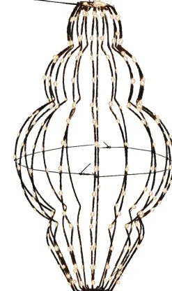 Kersthanger lantaarn zwart met verlichting 40 x 6 x 61 cm