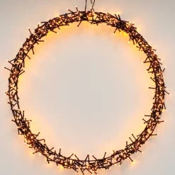 Kersthanger ring zwart met verlichting D 60 cm