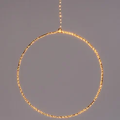 Kersthanger rond zwart met 200 LED lampjes warm wit D 37 cm