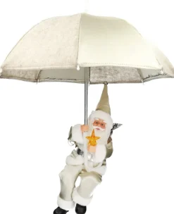 Kersthanger Santabrella kerstman met verlichting D 50 H 60 cm