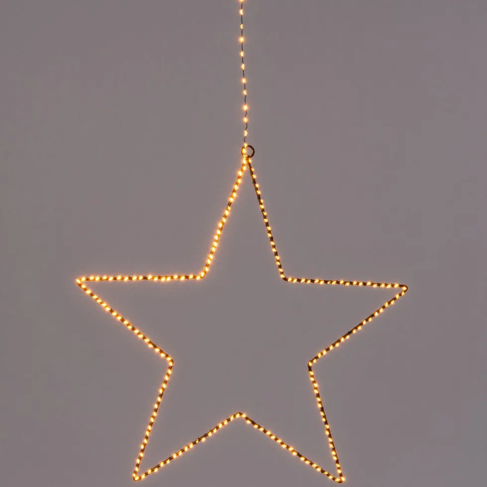 Kersthanger ster zwart met 200 LED lampjes warm wit D 37 cm