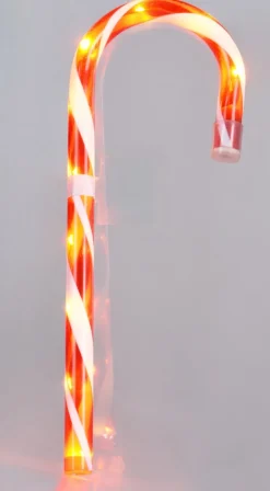 Kersthanger zuurstok rood / wit met verlichting 12,5 x 2,2 x 45 cm