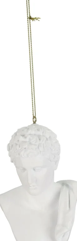 Kerst ornament buste Hermes wit 7,7 x 7,2 x 10,6 cm