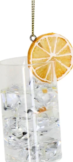 Kerst ornament Cocktail gin tonic transparant 5,5 x 4 x 9 cm