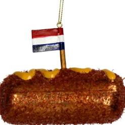 Kerst ornament Disa kroket bruin 10 x 4,5 x 8 cm