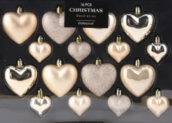 Kerst ornament Fitun hart crème 6,5 x 6,5 x 2 cm 16 stuks
