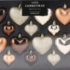 Kerst ornament Fitun hart oranje 6,5 x 6,5 x 2 cm 16 stuks