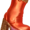 Kerst ornament Freya schoen oranje 6,8 x 3,6 x 10,2 cm