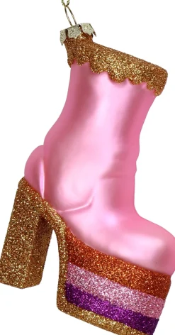Kerst ornament Freya schoen roze 6,8 x 3,6 x 10,2 cm