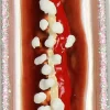 Kerst ornament frikandel rood / wit 4 x 2,8 x 12,8 cm