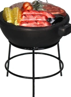 Kerst ornament Grilli barbecue zwart 8,7 x 7,4 x 9,2 cm
