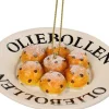 Kerst ornament oliebollen bruin / beige 8 x 8 x 2 cm
